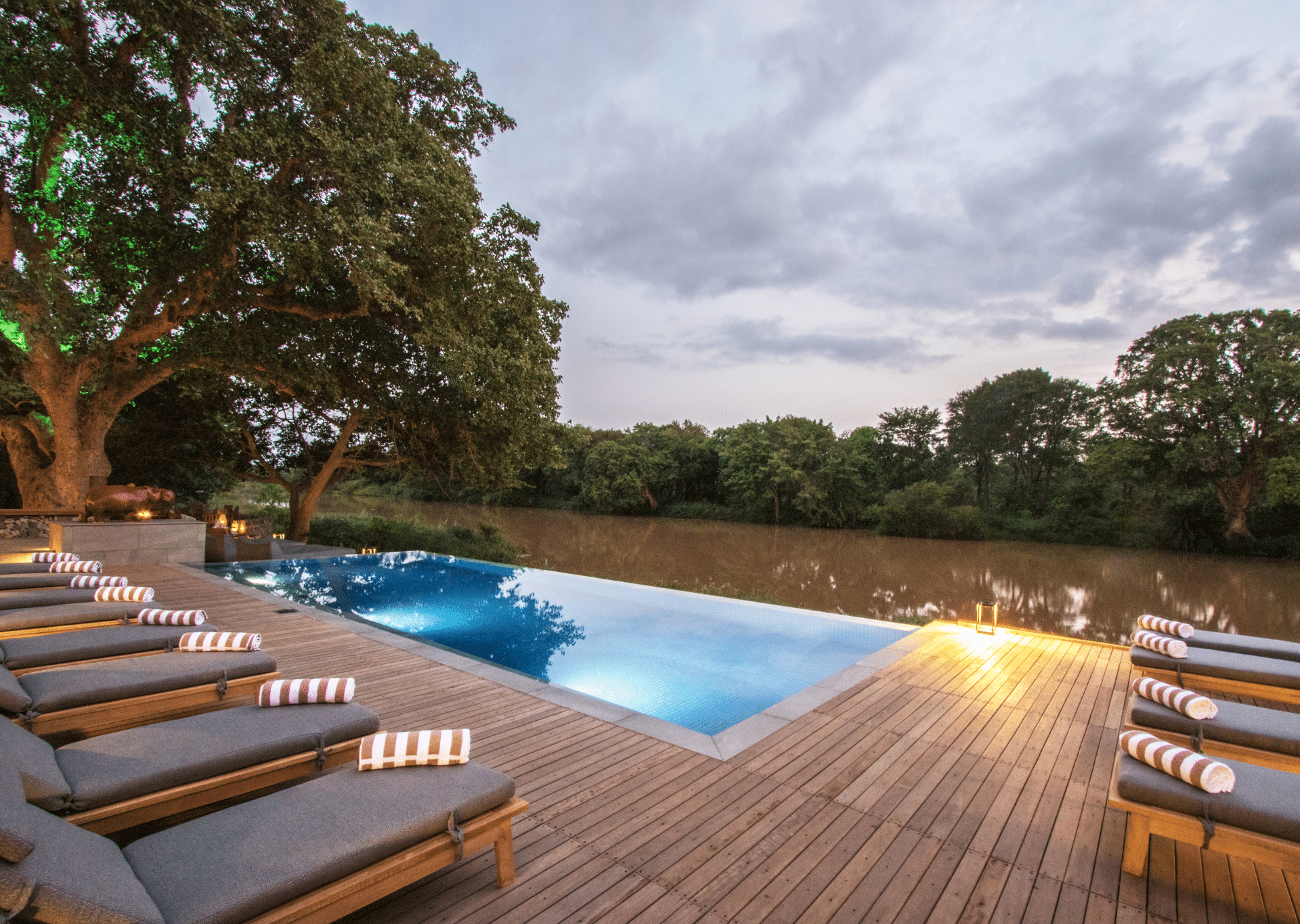 Abelana Game Lodge Pool deck on Selati River near Kruger National Park